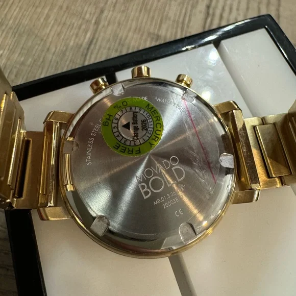 Movado Bold Evolution Quartz Chronograph Champagne Dial Gold Tone
